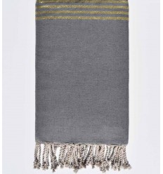 Jeté de canapé gris avec lurex doré Fouta Tunisia - 1