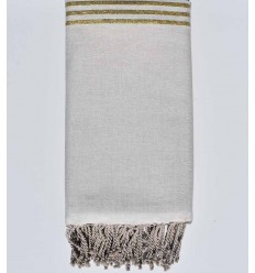 Jeté de canapé argile avec lurex doré Fouta Tunisia - 1