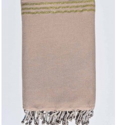 Jeté de canapé beige avec lurex doré Fouta Tunisia - 1