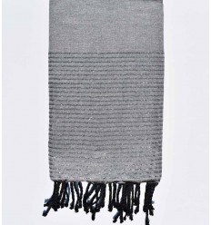 Jeté de canapé gris souris avec lurex argent Fouta Tunisia - 1