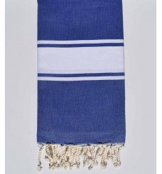 Fouta plate bleu bandes blanche Fouta Tunisia - 1