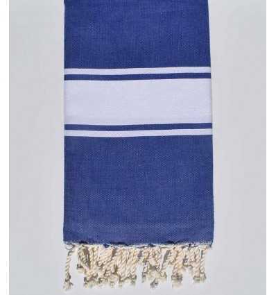 Fouta plate bleu bandes blanche