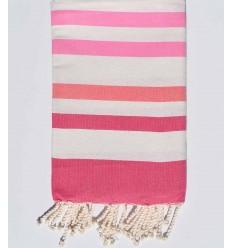 Fouta plate rose, blanc crème, rose incarnadin et rose clair Fouta Tunisia - 1