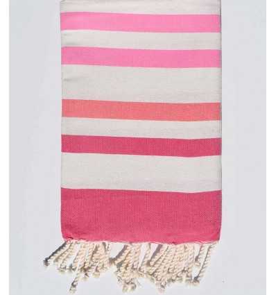 Fouta plate rose, blanc crème, rose incarnadin et rose clair