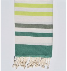 Fouta plate vert, blanc crème, vert pâle et vert anis Fouta Tunisia - 1