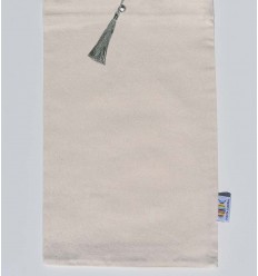 Pochette fouta beige clair nœud pompon vert Fouta Tunisia - 1