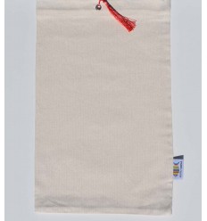 Pochette fouta beige clair nœud pompon rose incarnat Fouta Tunisia - 1