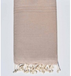 Jeté de lit unie beige Fouta Tunisia - 1