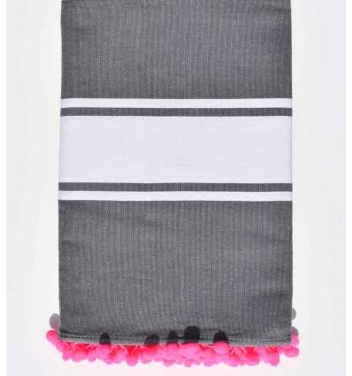 Fouta gris acier avec pompons