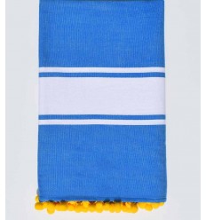 Fouta bleu électrique avec pompons Fouta Tunisia - 1