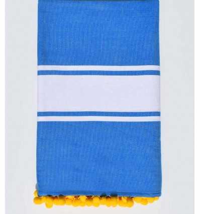 Fouta bleu électrique avec pompons