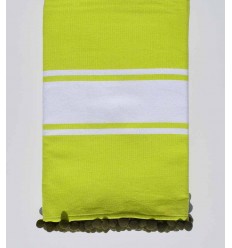 Fouta vert tilleul avec pompons Fouta Tunisia - 1