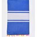 Fouta bleu roi avec pompons Fouta Tunisia - 1