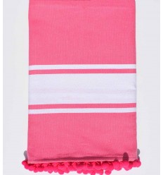 Fouta rose avec pompons Fouta Tunisia - 1