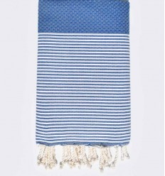 Fouta nid d'abeille bleu smalt Fouta Tunisia - 1