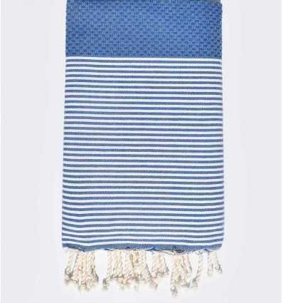 Fouta nid d'abeille bleu smalt