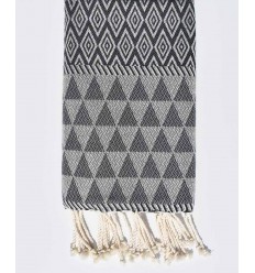 Fouta Jaquard Diamant gris foncé Fouta Tunisia - 1 2