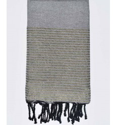Jeté gris souris avec lurex doré Fouta Tunisia - 1