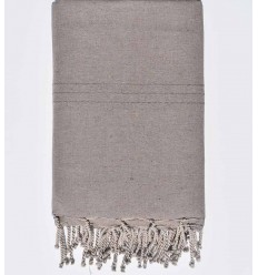 Jeté unie couleur taupe Fouta Tunisia - 1 2