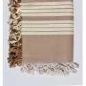 Jeté de canapé 4 franges couleur sépia et blanc crème 2.2m*2.8m Fouta Tunisia - 2
