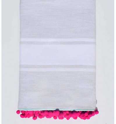 Fouta gris avec pompons