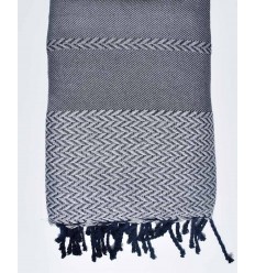 Jeté de canapé gris et bleu Fouta Tunisia - 1