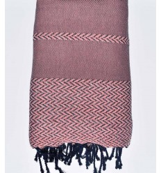 Jeté de canapé rose balais et bleu foncé Fouta Tunisia - 1