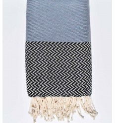 Jeté de canapé bleu guède et bleu foncé Fouta Tunisia - 1