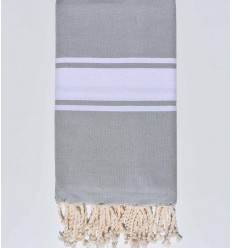 JETé gris bleu bande blanche Fouta Tunisia - 1