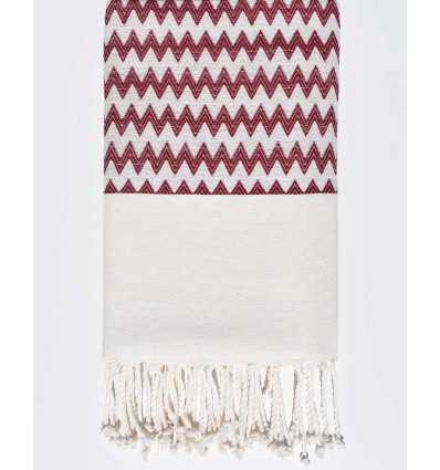 Fouta zigzag rouge bordeaux