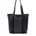 Sac Saint Tropez gris motifs en chevron et pompons Fouta Tunisia - 1