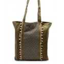 Sac Saint Tropez beige avec des motifs en chevron couleur taupe et pompons rose bébé Fouta Tunisia - 1