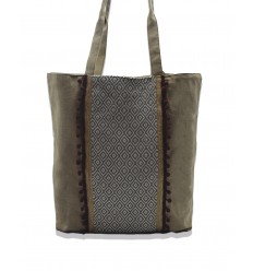 Sac Saint Tropez couleur bistre avec pompons Fouta Tunisia - 1