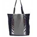 Sac Saint Tropez gris avec paillettes argenté Fouta Tunisia - 1
