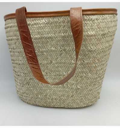 Couffin palmier anses cuir Fouta Tunisia - 3