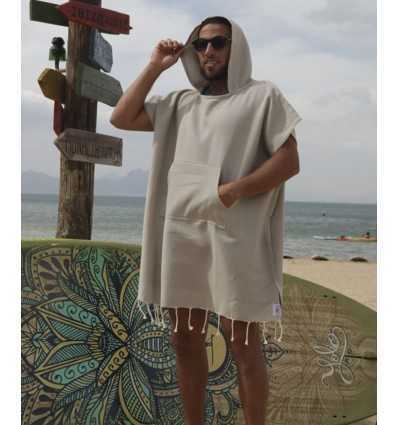 Poncho de plage grège Fouta Tunisia - 4