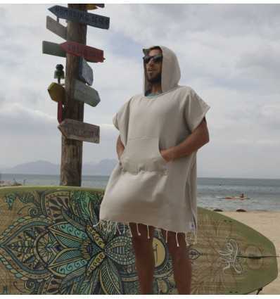 Poncho de plage grège Fouta Tunisia - 5