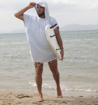 Poncho de plage bleu ciel Fouta Tunisia - 2