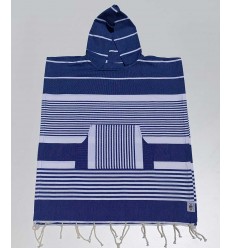Poncho de plage enfant bleu Fouta Tunisia - 1