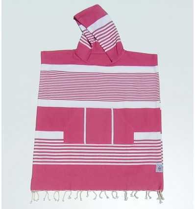 Poncho de plage enfant rose fushia