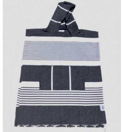 Poncho de plage enfant bleu noir