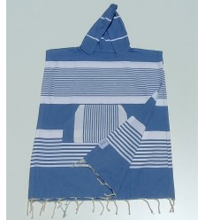 Poncho de plage enfant bleu pastel Fouta Tunisia - 1 2