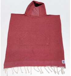 Poncho de plage enfant rouge tomette Fouta Tunisia - 1