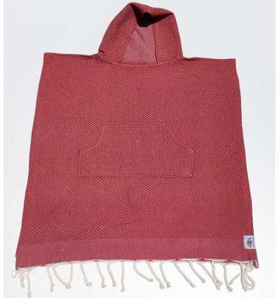 Poncho de plage enfant rouge tomette