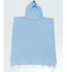 Poncho de plage enfant bleu ciel Fouta Tunisia - 1