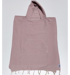 Poncho de plage enfant vieux rose Fouta Tunisia - 1
