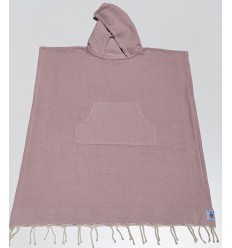 Poncho de plage vieux rose Fouta Tunisia - 1 2