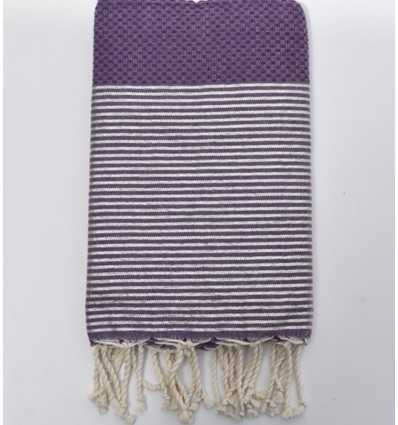 Fouta nid d'abeille mauve avec lurex