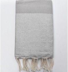 Fouta nid d'abeille mastic avec lurex Fouta Tunisia - 1