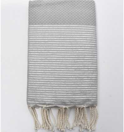 Fouta nid d'abeille mastic avec lurex